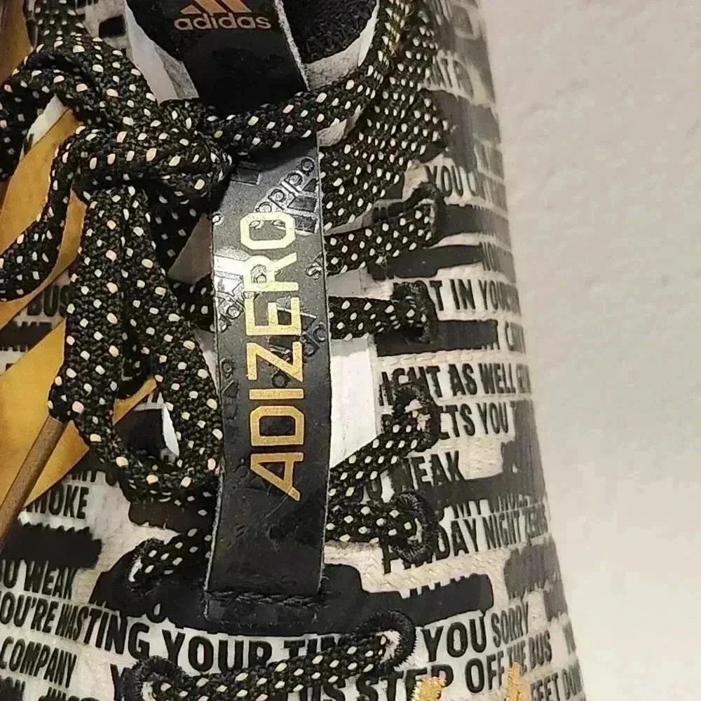 adidas Adizero Football Cleats Men's 13 Black/White Gold Three Stripe Life - Picture 11 of 14